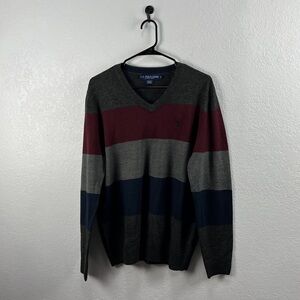 U.S. Polo Assn. Men’s Multicolor V-Neck Sweater Office Business Casual Fall Chic